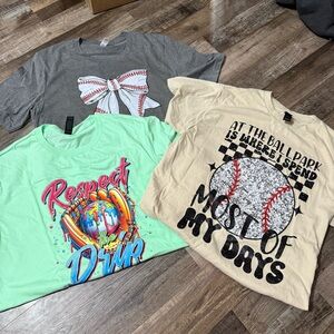 Women’s Baseball Graphic Tee Bundle- Medium